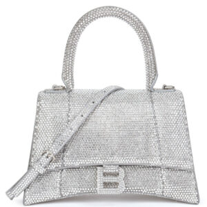 Balenciaga Hourglass Handbag With Rhinestones Gray