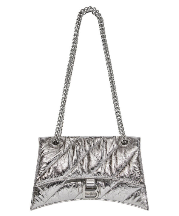 Balenciaga Crush Small Chain Bag Quilted Silver Gray