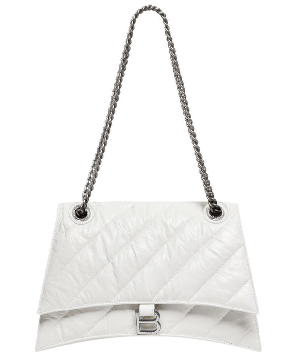 Balenciaga Crush Medium Chain Bag Quilted Cream