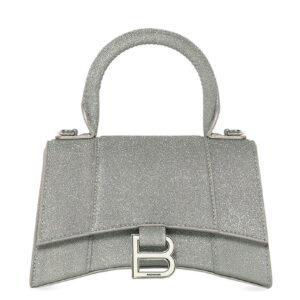 Balenciaga Hourglass XS Handbag In Glitter Material Gray