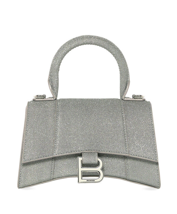 Balenciaga Hourglass XS Handbag In Glitter Material Gray