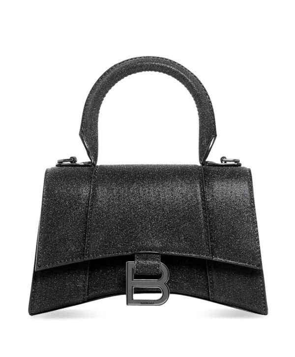 Balenciaga Hourglass XS Handbag In Glitter Material Black