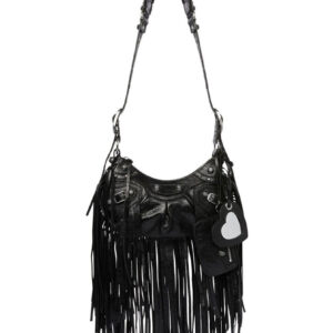 Balenciaga Le Cagole Fringed Shoulder Bag Black