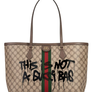 Balenciaga Hacker Graffiti Medium Tote Bag In Coated Canvas Dark Coffee