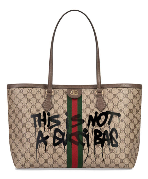 Balenciaga Hacker Graffiti Medium Tote Bag In Coated Canvas Dark Coffee