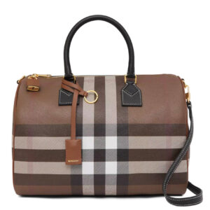 Burberry Check And Leather Medium Bowling Bag