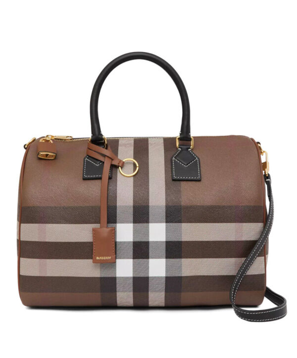 Burberry Check And Leather Medium Bowling Bag