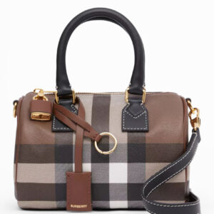 Burberry Check And Leather Mini Bowling Bag