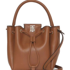 Burberry Monogram Motif Leather Bucket Bag Coffee