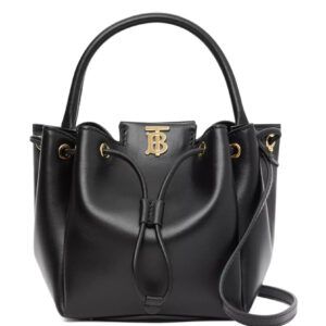 Burberry Monogram Motif Leather Bucket Bag Black