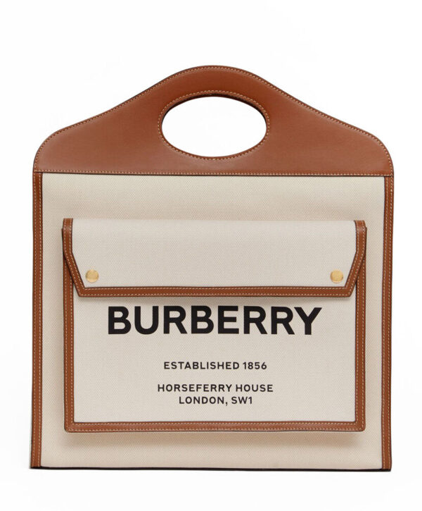 Burberry Medium Two-tone Canvas and Leather Pocket Bag Coffee