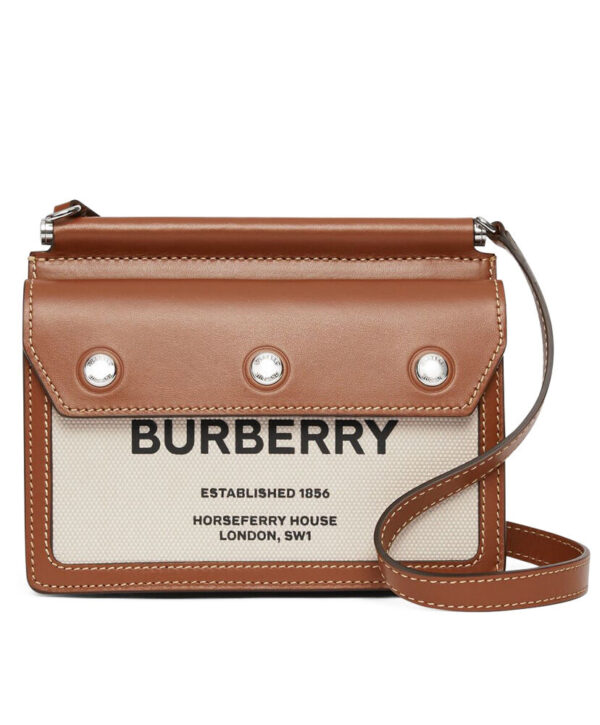 Burberry Mini Horseferry Print Title Bag with Pocket Detail Coffee