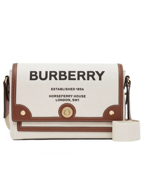 Burberry Horseferry Print Canvas Note Crossbody Bag Coffee