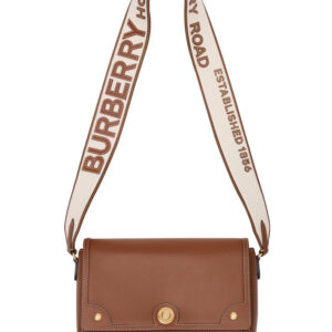 Burberry Topstitched Leather Shoulder Bag Coffee