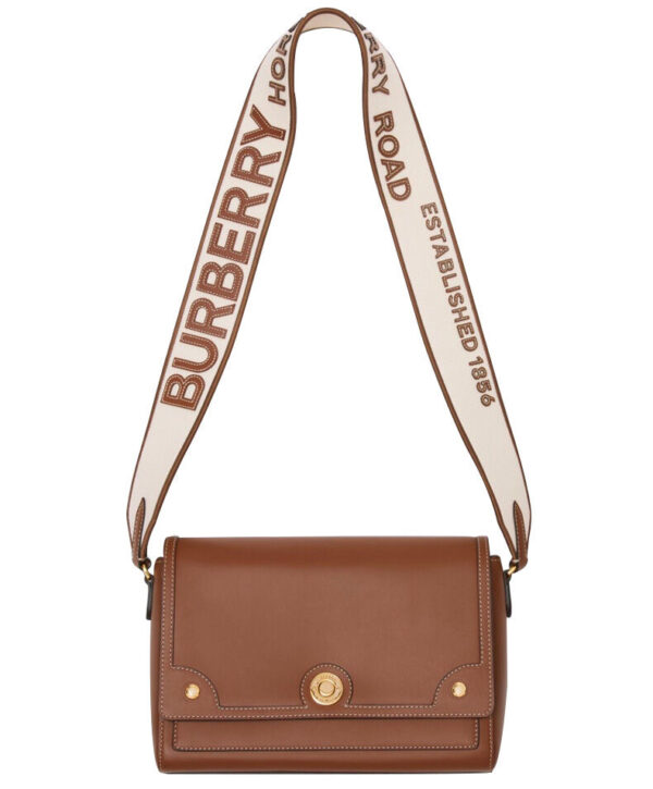 Burberry Topstitched Leather Shoulder Bag Coffee