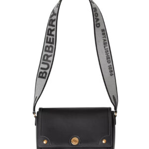 Burberry Topstitched Leather Shoulder Bag Black