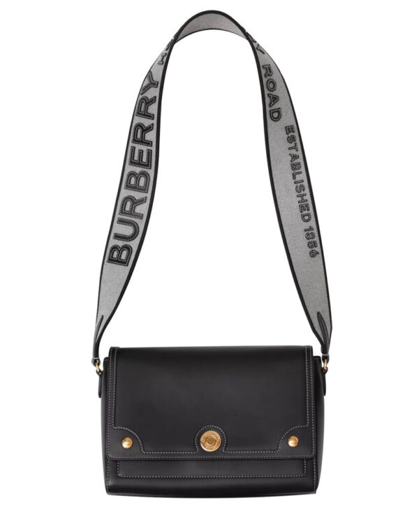 Burberry Topstitched Leather Shoulder Bag Black