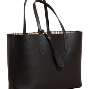 Burberry The Medium Reversible Tote in Haymarket Check and Leather 40496351 Black