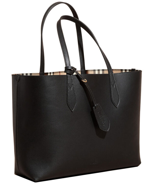 Burberry The Medium Reversible Tote in Haymarket Check and Leather 40496351 Black