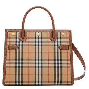 Burberry Mini Vintage Check Two-handle Title Bag Coffee