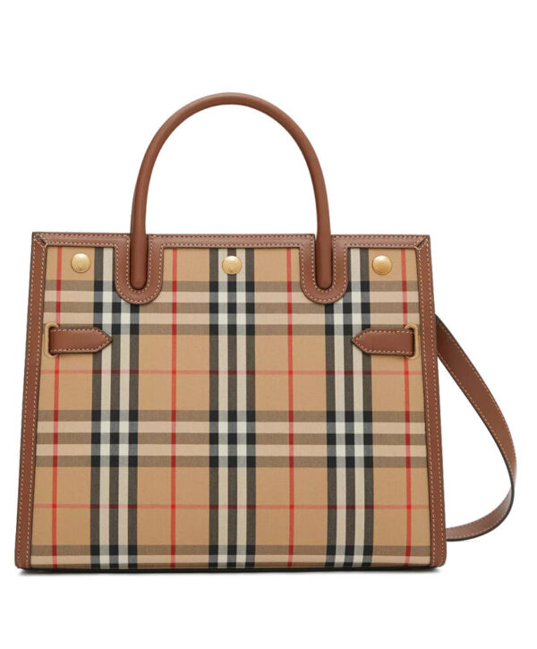 Burberry Mini Vintage Check Two-handle Title Bag Coffee