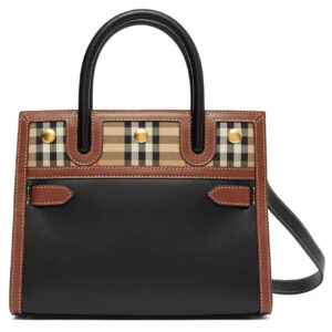 Burberry Mini Vintage Check Two-handle Title Bag Black