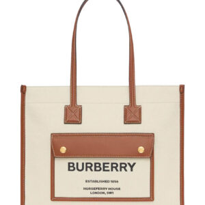 Burberry Two-tone Canvas And Leather Small Freya Tote