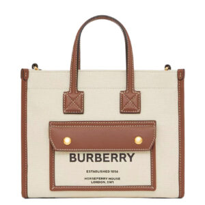 Burberry Two-tone Canvas And Leather Mini Freya Tote