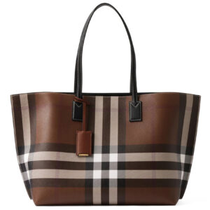 Burberry Checked Tote Bag Dark Coffee