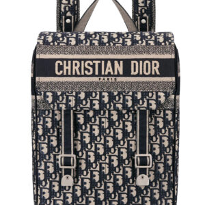 Christian Dior Backpack in blue Dior Oblique embroidered canvas Dark Blue