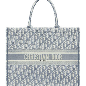 Christian Dior Book Tote With Dior Oblique Embroidery Gray