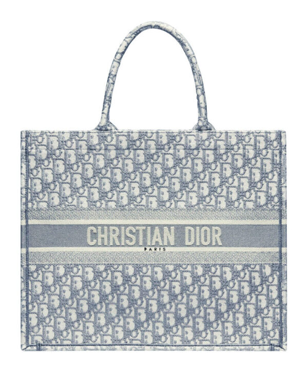 Christian Dior Book Tote With Dior Oblique Embroidery Gray