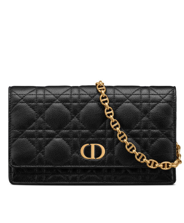 Christian Dior Caro Belt Pouch With Chain Black