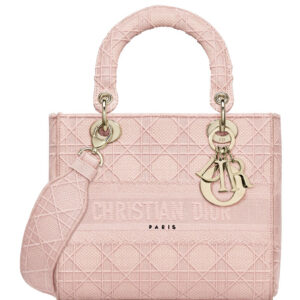 Christian Dior Medium Lady D-lite Embroidered Cannage Bag Pink