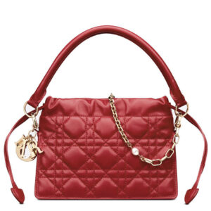 Dior Lady Dior Top Handle Drawstring Mini Bag S0981 Red