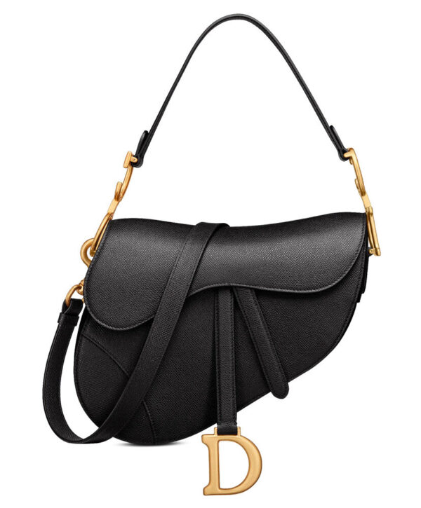 Christian Dior Saddle Bag With Strap Black