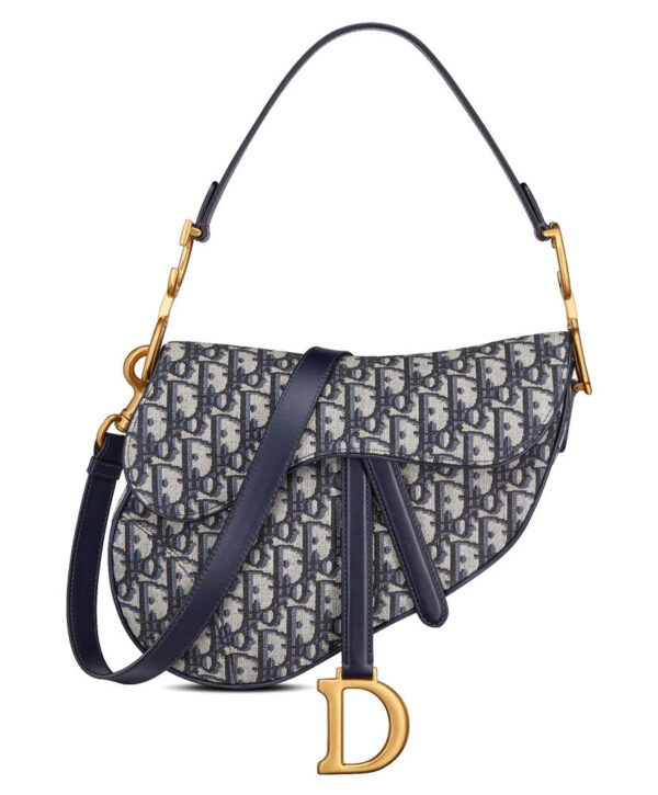 Christian Dior Saddle Bag With Strap Dark Blue