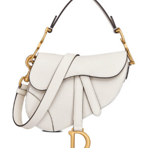 Christian Dior Mini Saddle Bag With Strap White