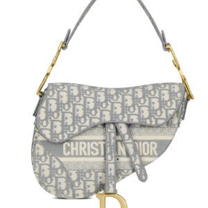 Christian Dior Saddle Original Oblique Embroidered Canvas Bag Gray