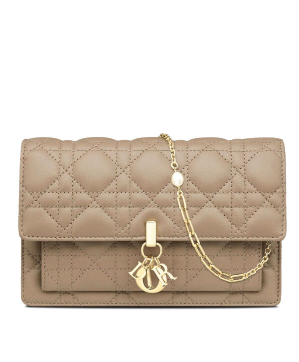 Christian Dior Lady Dior Chain Pouch Apricot