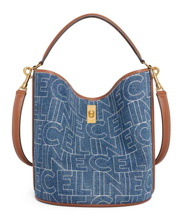 Celine Bucket 16 Bag In Denim With Celine All-Over Print Blue