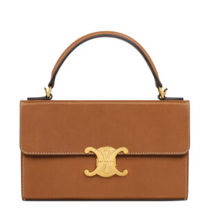 Celine Box Triomphe In Natural Calfskin Coffee