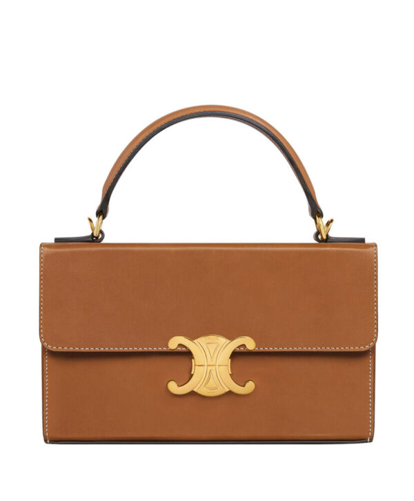 Celine Box Triomphe In Natural Calfskin Coffee