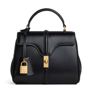 Celine Mini 16 In Natural Calfskin Black