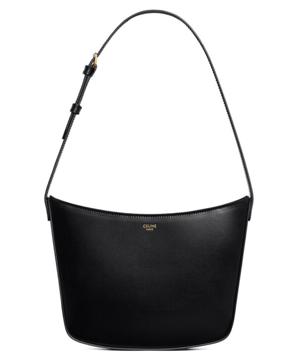 Celine Medium Celine Croque Bag In Shiny Calfskin Black