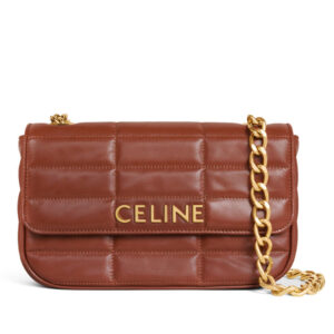 Celine Chain Shoulder Bag Matelasse Monochrome Coffee