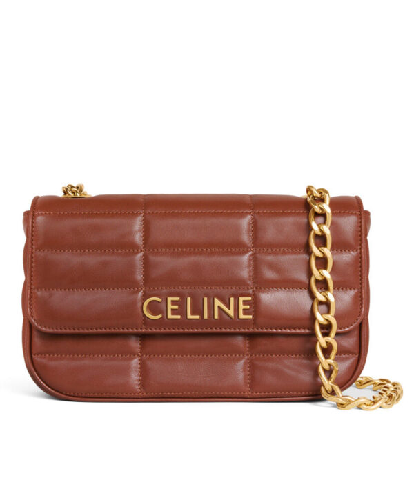 Celine Chain Shoulder Bag Matelasse Monochrome Coffee