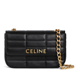 Celine Chain Shoulder Bag Matelasse Monochrome Black