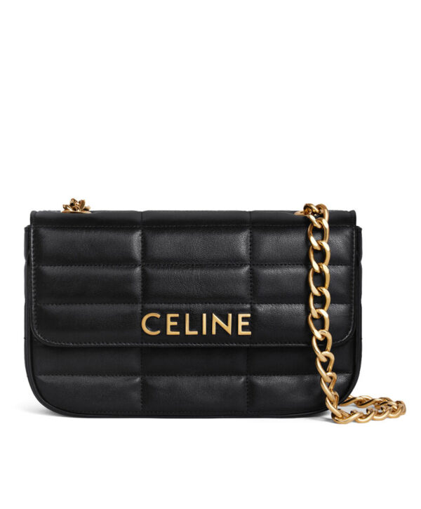 Celine Chain Shoulder Bag Matelasse Monochrome Black