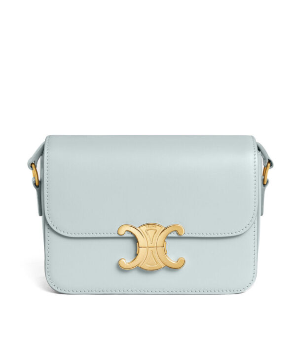 Celine Teen Triomphe Bag In Shiny Calfskin Blue